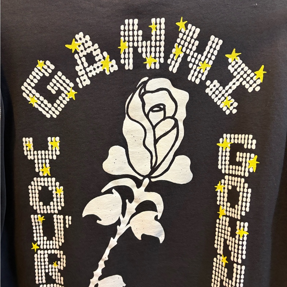 Ganni Black Sweater with White and Yellow Design